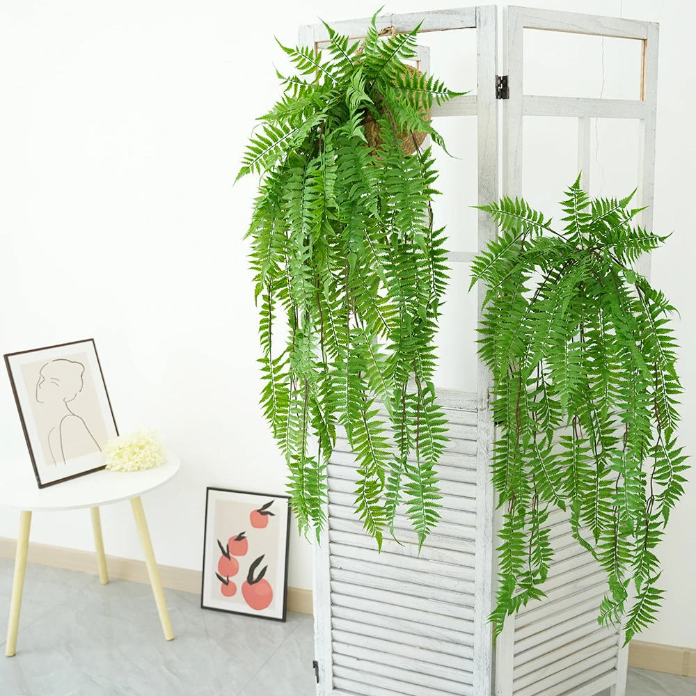 120cm Artificial Green Plants Persian Leaf Large Wall Hanging Fern Leaves Vines Outdoor Bars Restaurants Decoration Materials