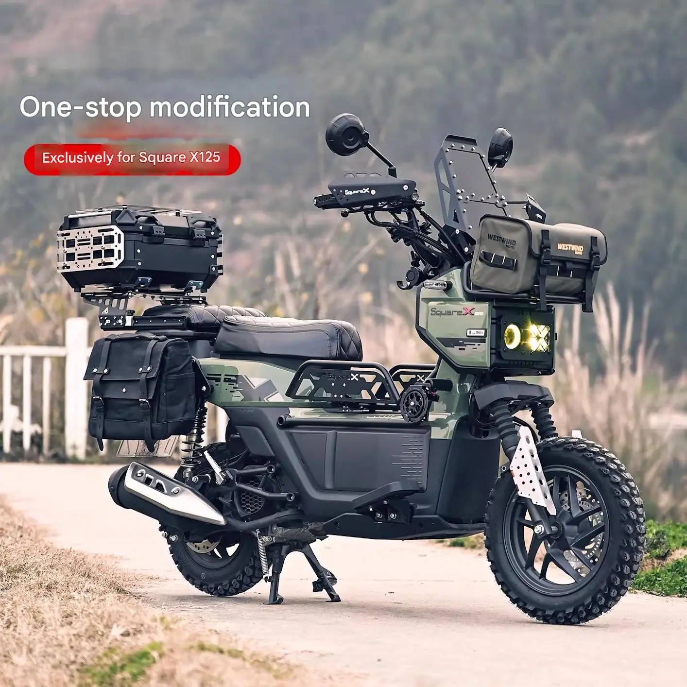 For SquareX125, modified sliding tail frame storage plate, mudguard, footrest, motorcycle accessories