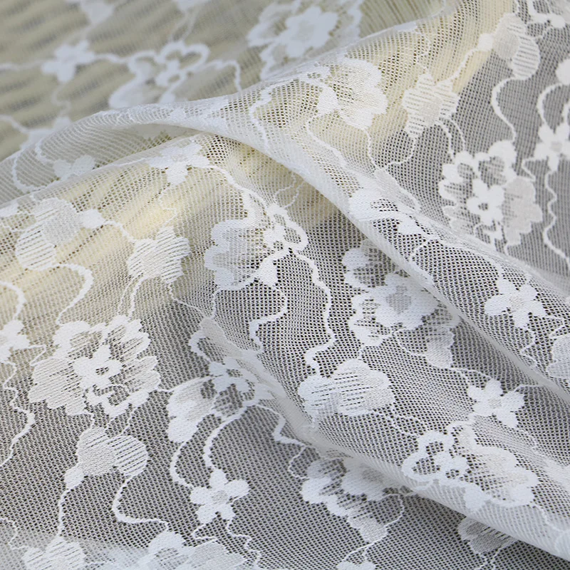 6 Yards Spring and Summer Flower Hollow Nylon Lace Pajamas Mesh Four-sided Stretch Lace Fabric