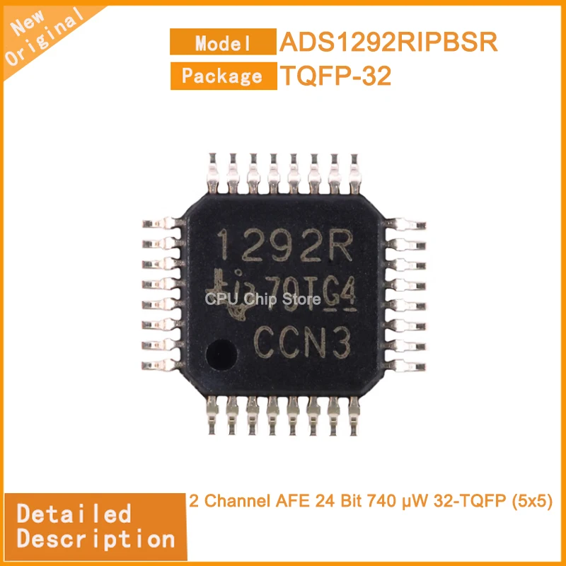 5Pcs/Lot  New Original  ADS1292RIPBSR  ADS1292  2 Channel AFE 24 Bit 740 µW 32-TQFP (5x5)