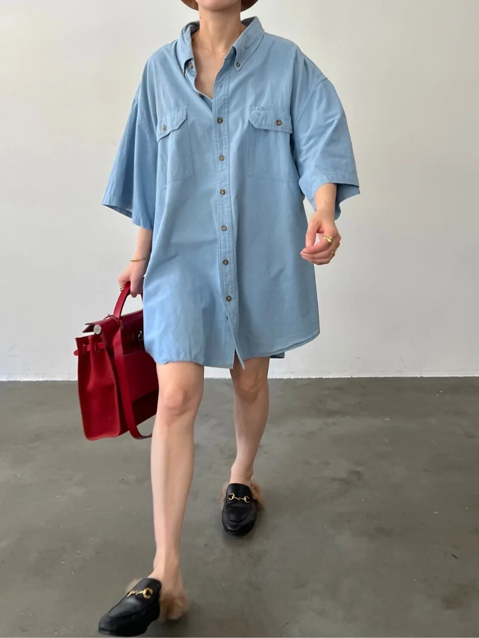 Laid-ba Sle Single Button ort Sve Denim irt zomer nieuwe retro losse asymmetrische top voor jonge vrouwen