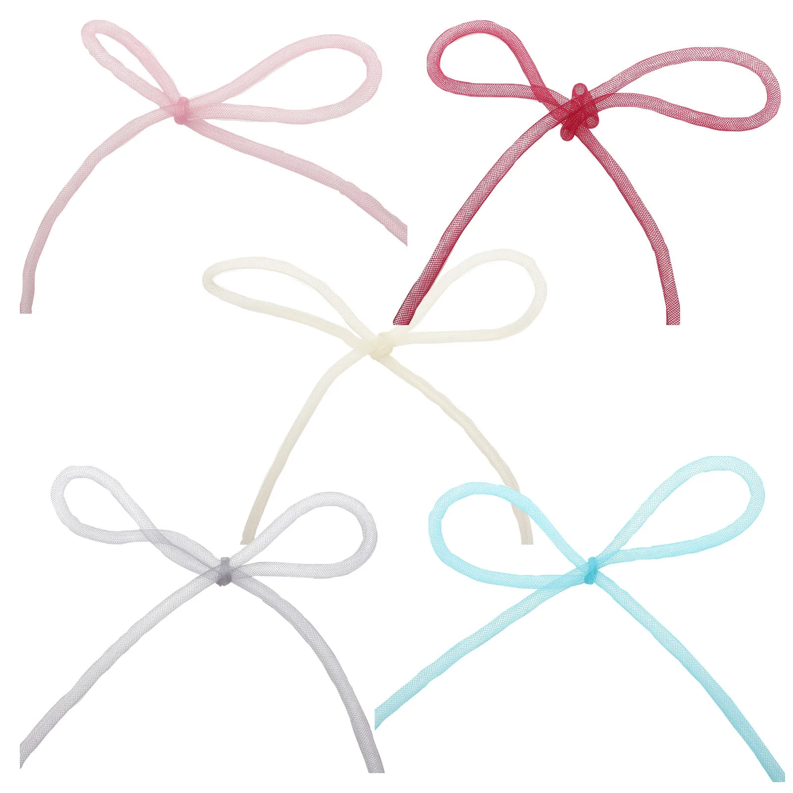 

5pcs Diy Hair Accessory Materials Mesh Tube Nylon Braid Tubing For Crafts Jewelry Making Bracelets Necklaces Bowknots Cord