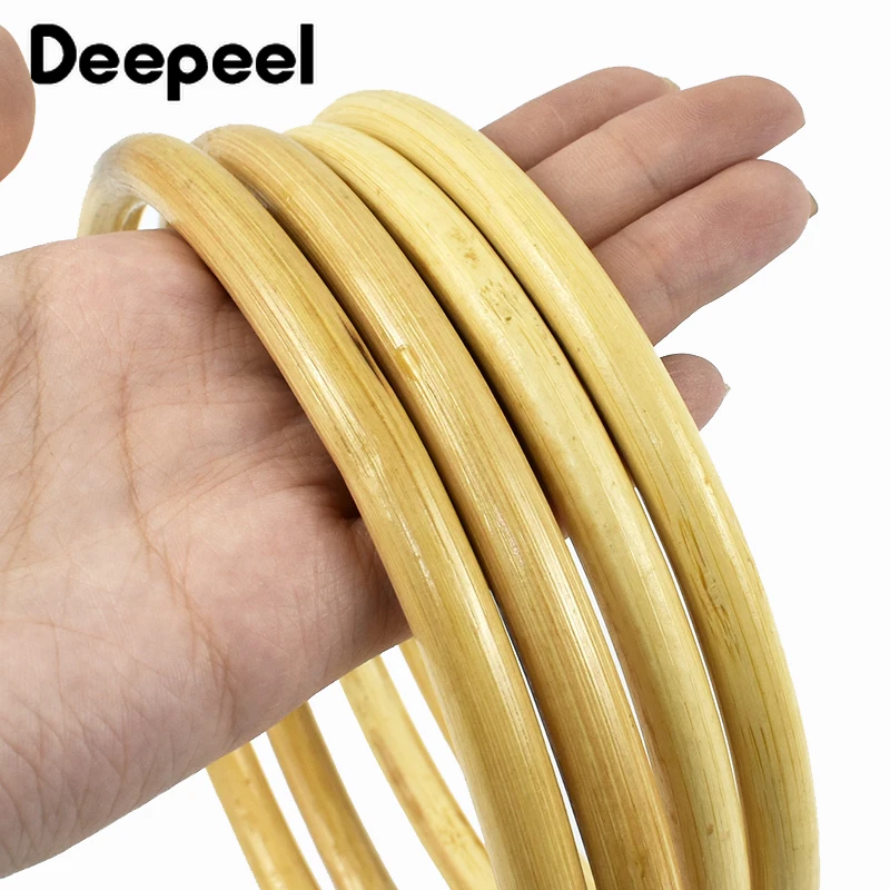 2/4Pcs Deepeel 13/15cm Rattan Circle Bamboo Handle Women\'s Handbag Woven Bag Purse Frame DIY Round Handles Handmade Accessories