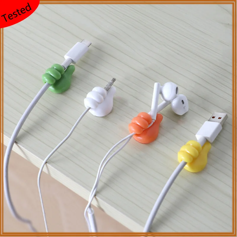 1pcs Creative Thumb Cable Trimmer Desktop Data Cable Storage Holder Hook Charging Cable Storage of Mobile Phone Line Arrangement