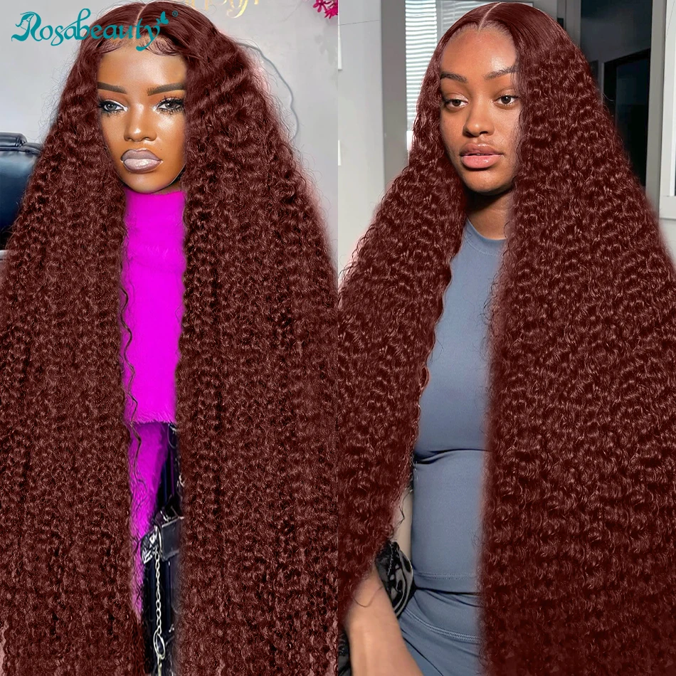 Hd 30 40 Inch Color Reddish Brown Deep Wave 13x4 Lace Front Wig Human Hair 200% Water Wave 13x6 Curly Lace Frontal Wig For Women