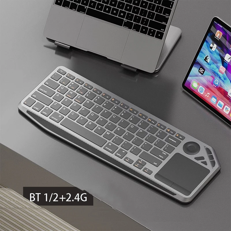with Bluetooth 2.4G Wireless Keyboard Rechargeable TV Keyboard with TouchPad Multimedia Control Key for iPad iOS iPhone Android