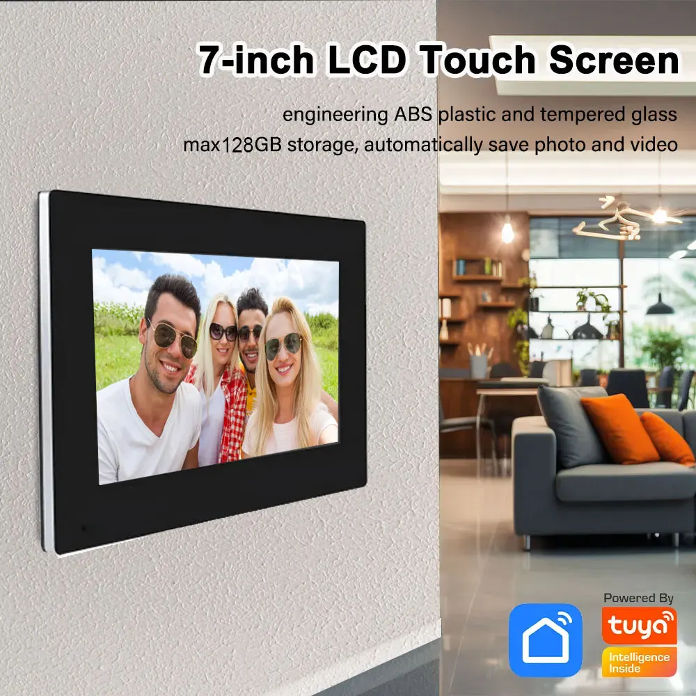 Neue TUYA 7 Zoll 2 Monitor WiFi Video Intercom TUYA Smart Home APP Drahtlose Video Tür Telefon RFID HD Kamera Access control System