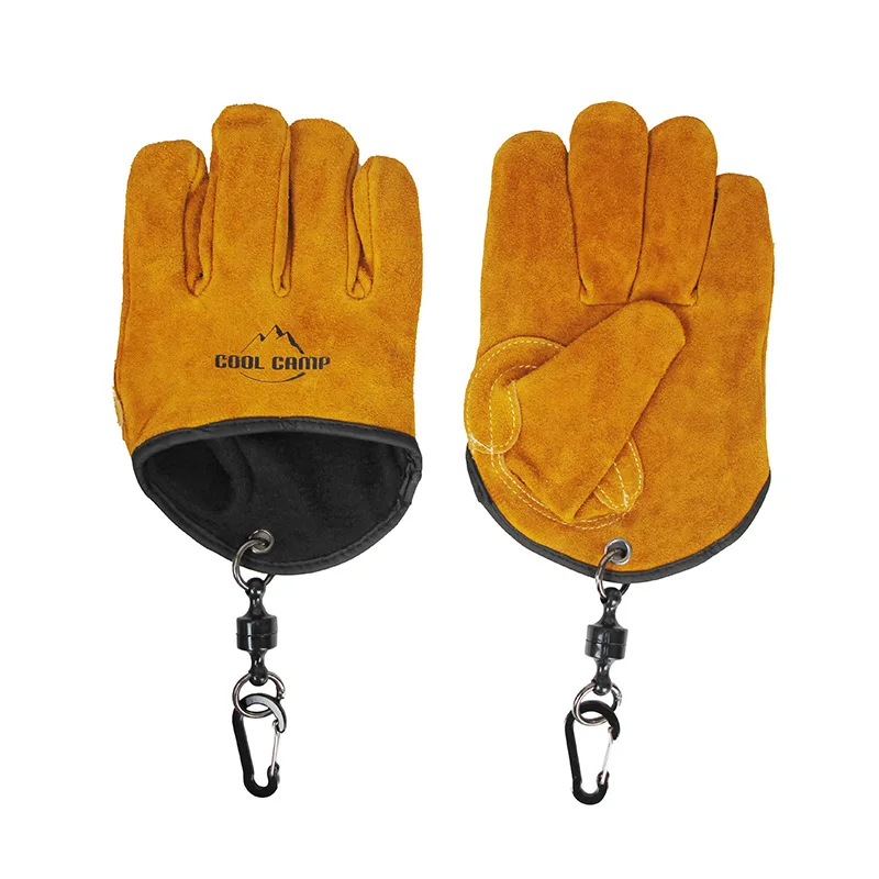 

Cowhide Heat Insulation BBQ Gloves,Outdoor Portable Fire Resistant Genuine Anti-scalding Protection Leather Gloves