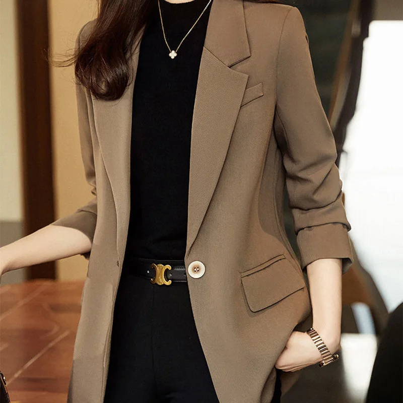 

Elegant Lapel Button Spliced Solid Color All-match Blazer Women's Clothing 2023 Autumn New Casual Tops Loose Office Lady Blazers