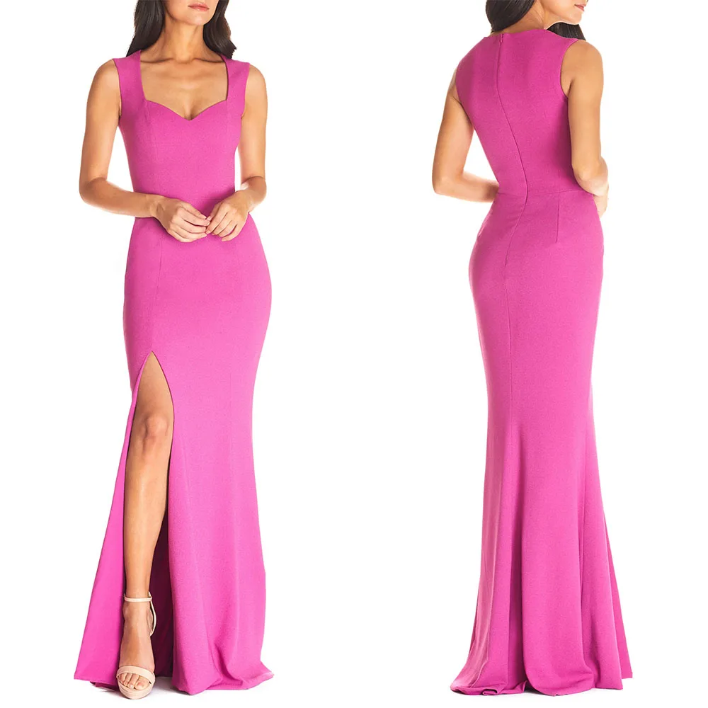 

Customized V-neck Sleeveless Zipper Floor Length Vestidos De Mujer Elegantes Para Fiesta Boda Luxury Evening Dress فساتين حفلات