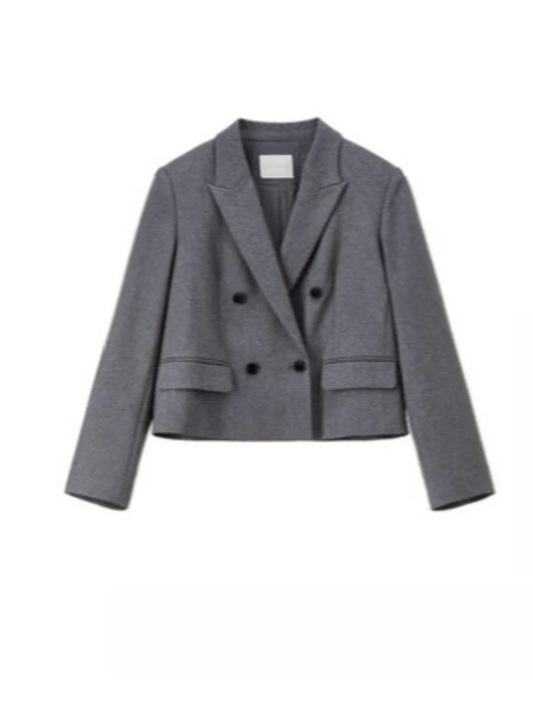 SENTUBILA Women's Business Blazer Autumn 2025 Commuter Interview Meeting Double-Breasted Short Office Tailored Coat 153XA2430