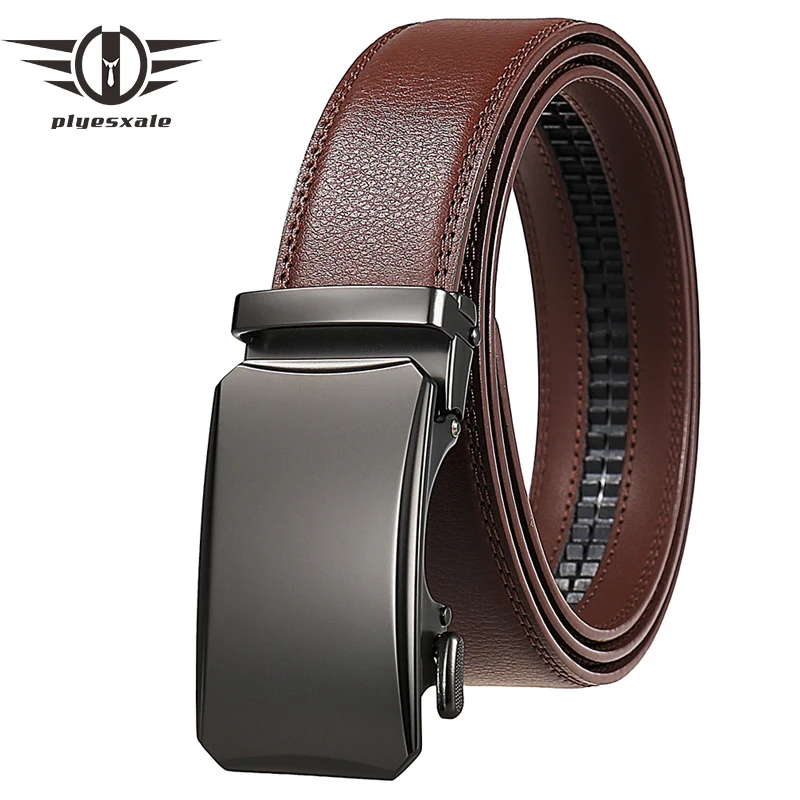 2026 New Arrival Male Cow Leather Belt For Trousers Luxury Brand Automatic Ratchet Mens Belts 3.5cm Width Black Red Brown B1028