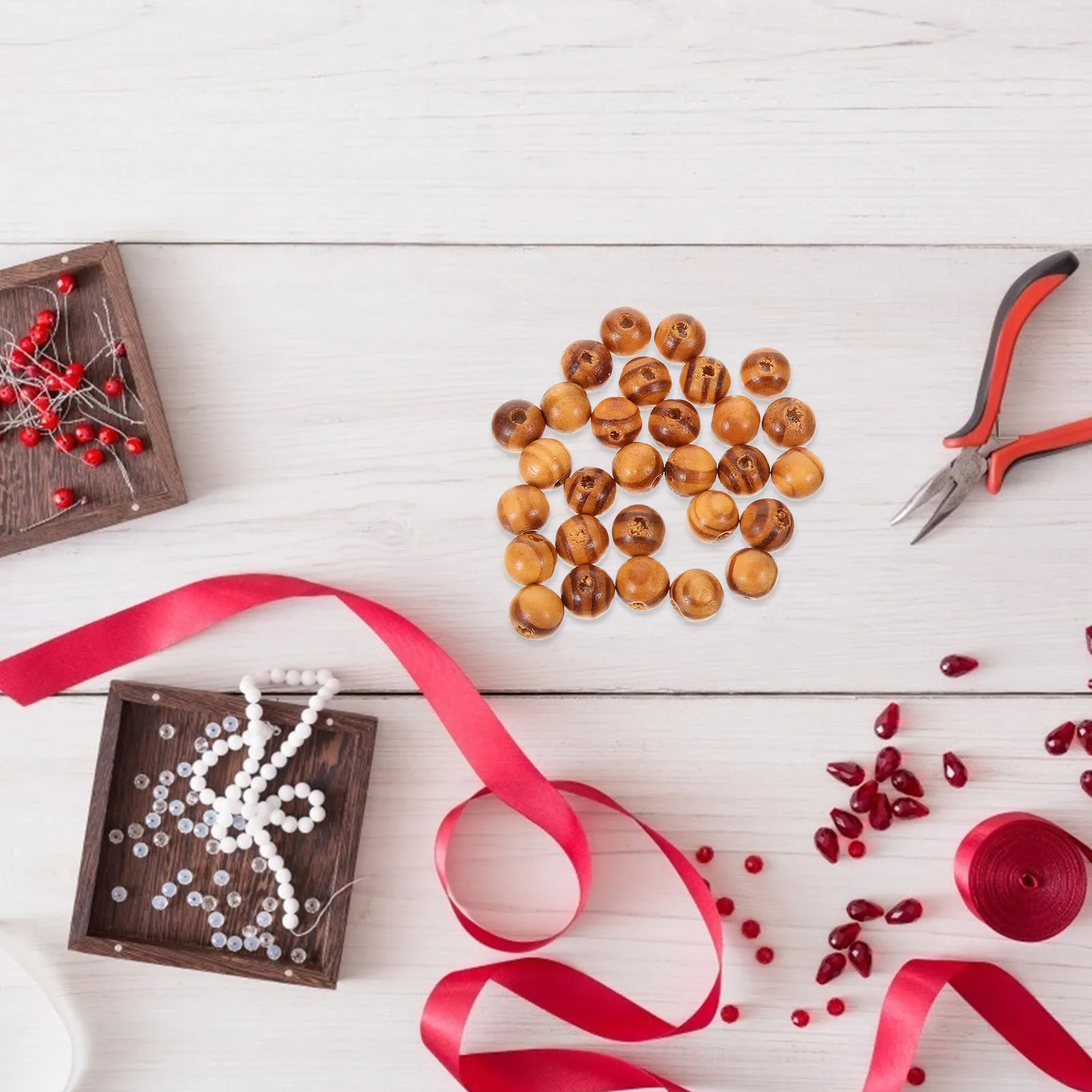 100 قطعة من خرز الأرز المصنوع يدويًا للأطفال إكسسوارات خشبية لوازم المجوهرات سوار إكسسوارات مستديرة فضفاضة