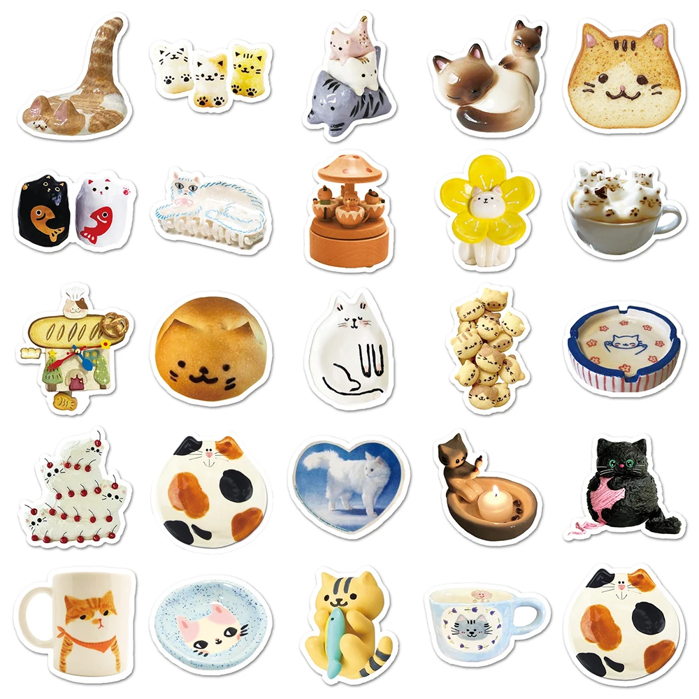 10/30/50pcs INS Stijl Leuke Cartoon Kat Stickers Grappige Creatieve Patroon Decals Plakboek Bagage Telefoon graffiti Sticker Verpakking