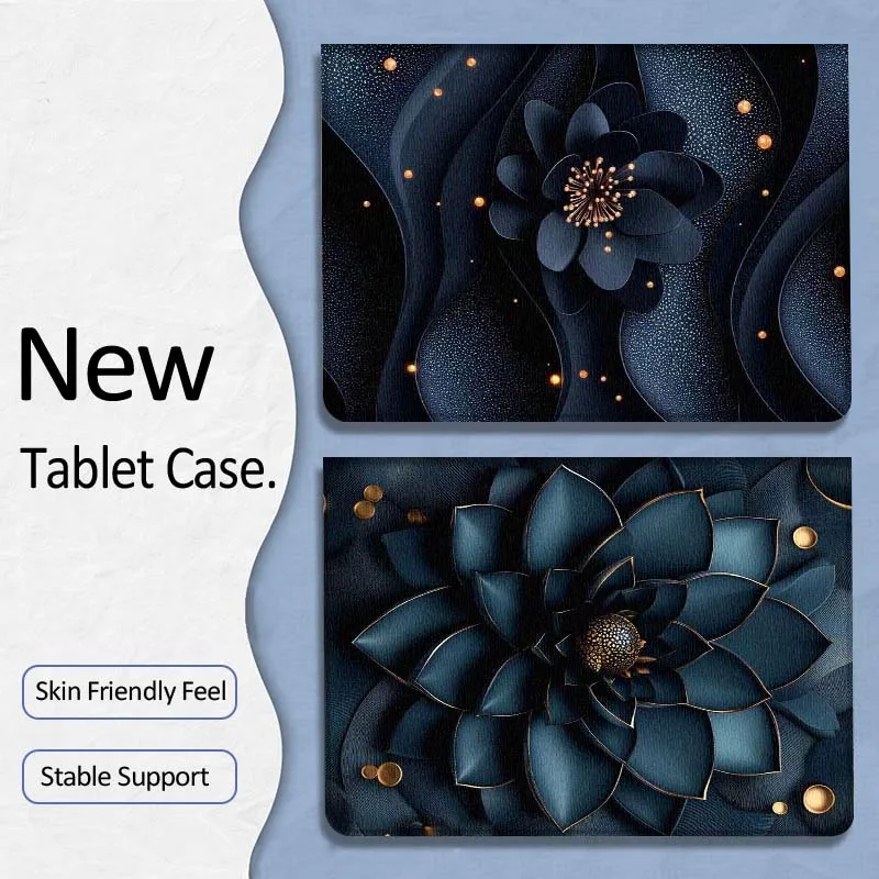 

Популярный чехол-книжка с декором «Синий лотос» для планшетов Xiaoxin Lenovo Tab P12 Extreme Legion Y900 Idea Pro GT 12.1 2025