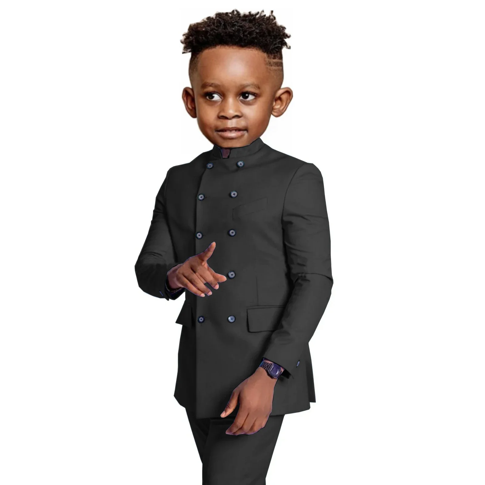 Sky Blue Suit For Kids Children Attire Double Breasted Wedding Blazer Formal Wear Birthday Party Boy Suits 2 PCS Jacket Pant