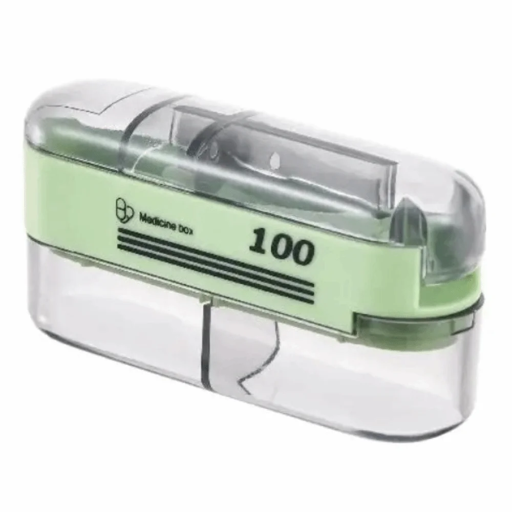 Precise Cutting Portable Pill Cutter 2 in 1 Adjustable Pill Splitter Dustproof with 2 Compartments Tablet Dispenser