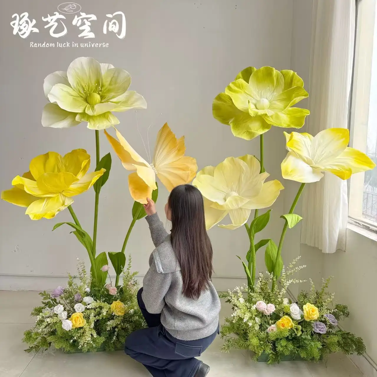 

Giant paper art flower stand decorative floral paper flowers window display wedding simulation artificial flowers wedding