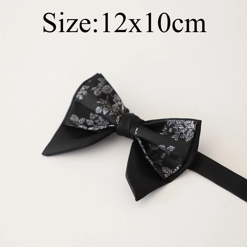Unique Vintage Color Block Bull Horn Shaped Bow Tie For Men Double Layer Spliced Design Bowtie, Elegant Formal Accessory Present