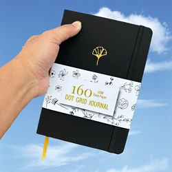 1PC Ginkgo Leaf Dotted Notebook Journal, Numbered 160 Pages And 160gsm Thick Cream Paper, 5*5mm DOT-GRID For Sketch BUJO