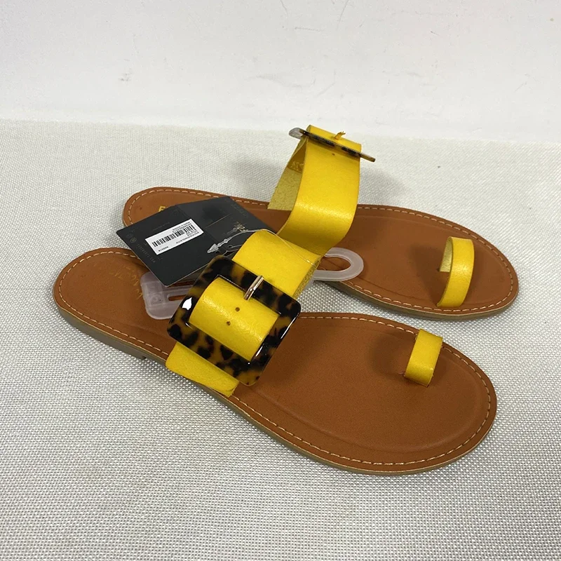 2023 Summer Women Shoes Fashion Style Summer Outside Slides Shoes Woman Flat Slipper Leather Basic Ladies Slippers Size 37-41