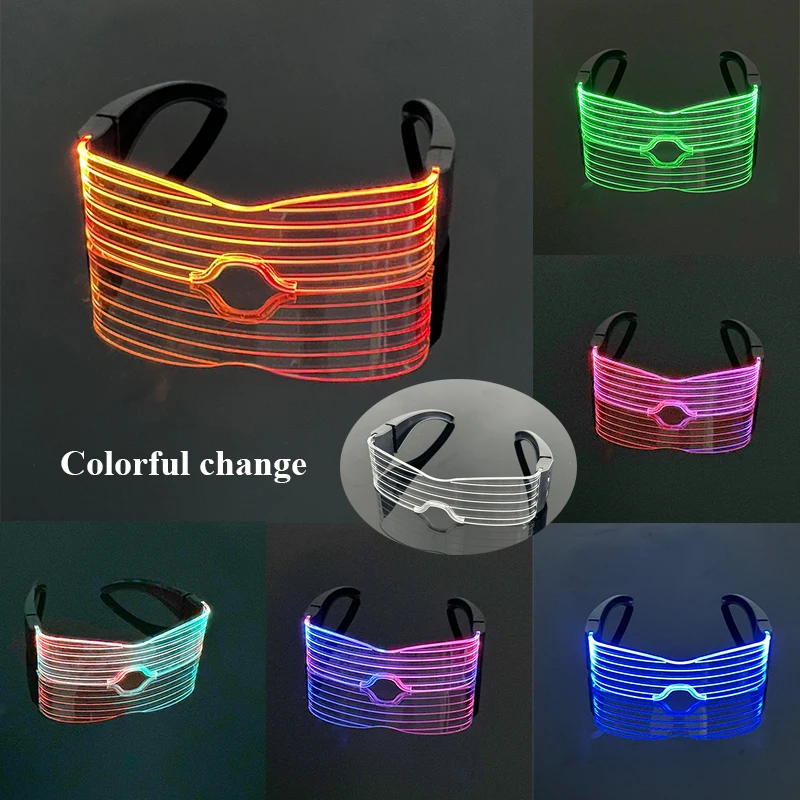 Modische Leuchtende Dekorative Brillen Neon-Licht-Dekoration LED-Sonnenbrille für Nachtclub DJ Tanz Musik Rave Kostüm Nacht