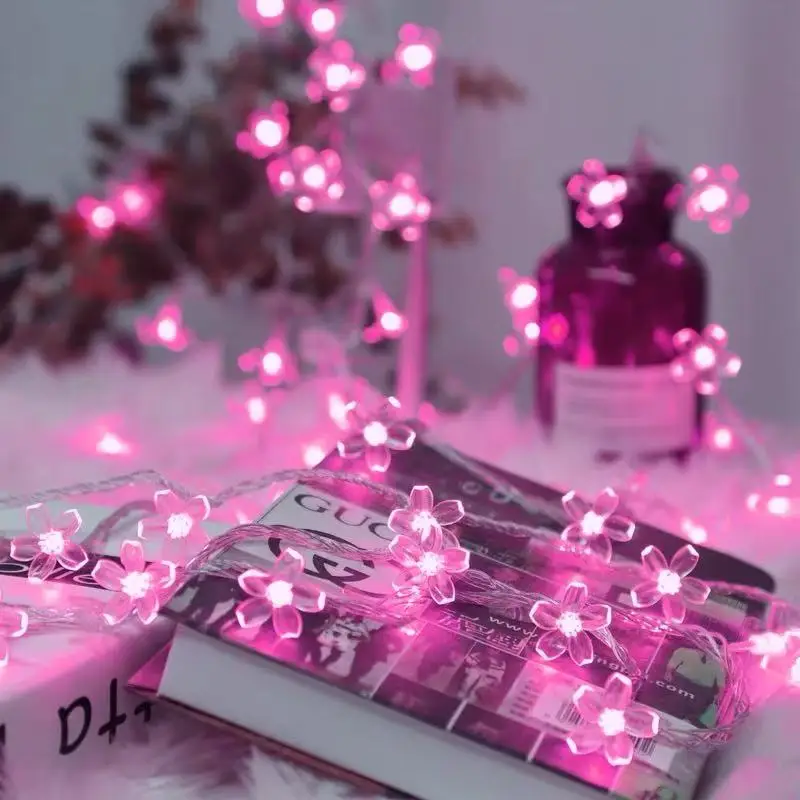6m 40Leds Cherry Blossom Flower Battery Box Lights String for Home Garden Party Festival Decoration