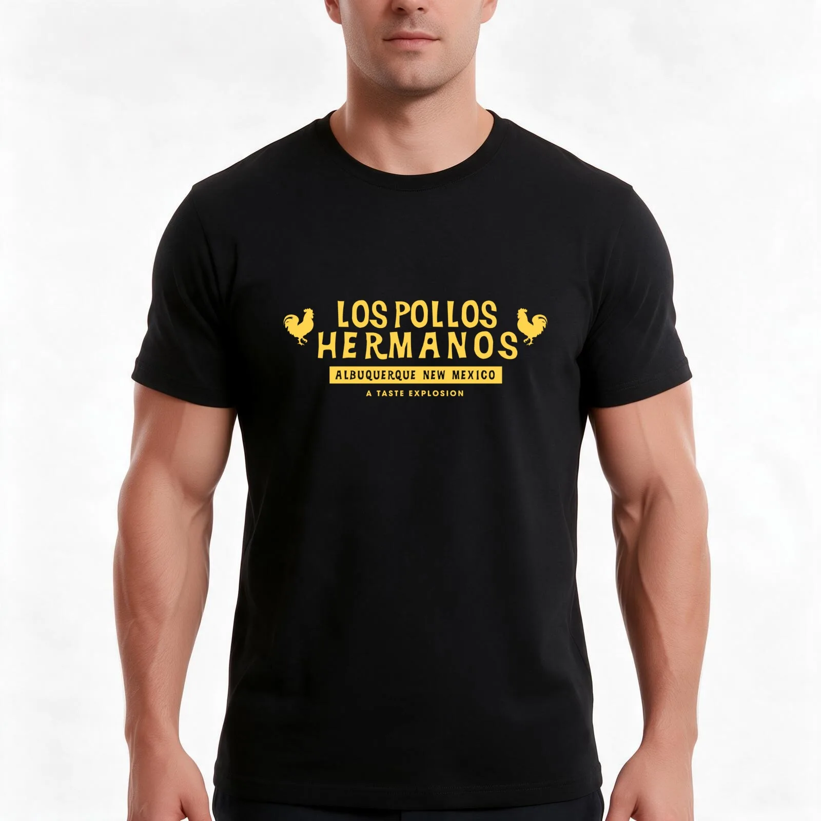 Los Pollos T-Shirt, Summer Casual Cotton Tee, Oversized Streetwear Tops, Vintage Graphic Print, Loose Fit Short Sleeve