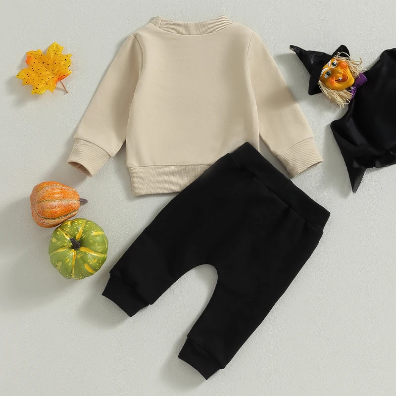 My First Halloween Baby Boy Outfit Infant Cute Halloween Long Sleeve Sweatshirt Top Pumpkin Pants Fall Winter Clothes 2Pcs Set