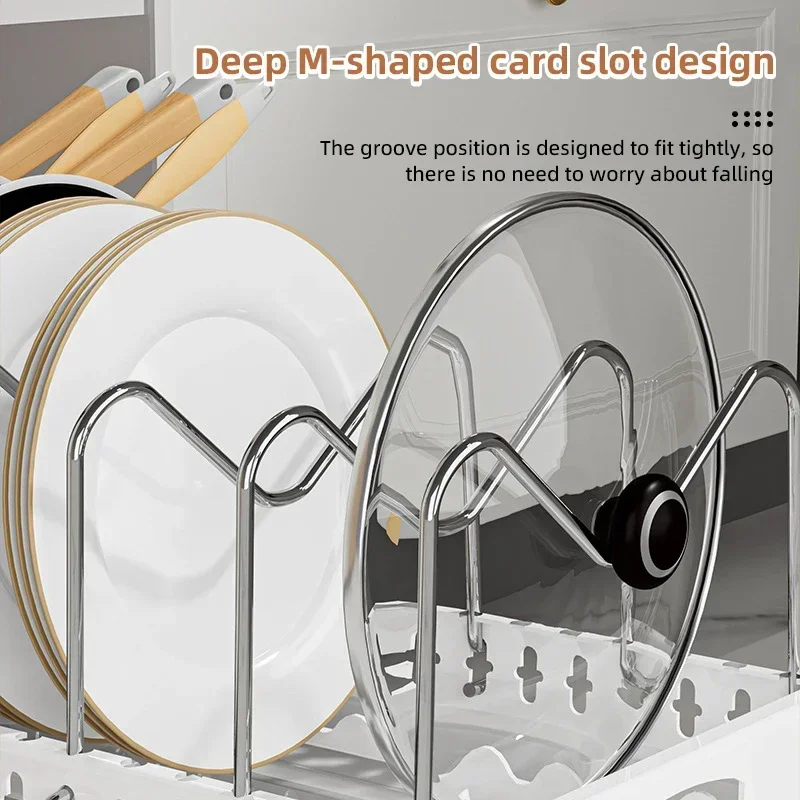 Pull Out Pot Lid Holder Kitchen Pots and Pans Organizer Under Cabinet Slide Out Pot Pan Organizer Rack Sliding Dish Drying Shelf