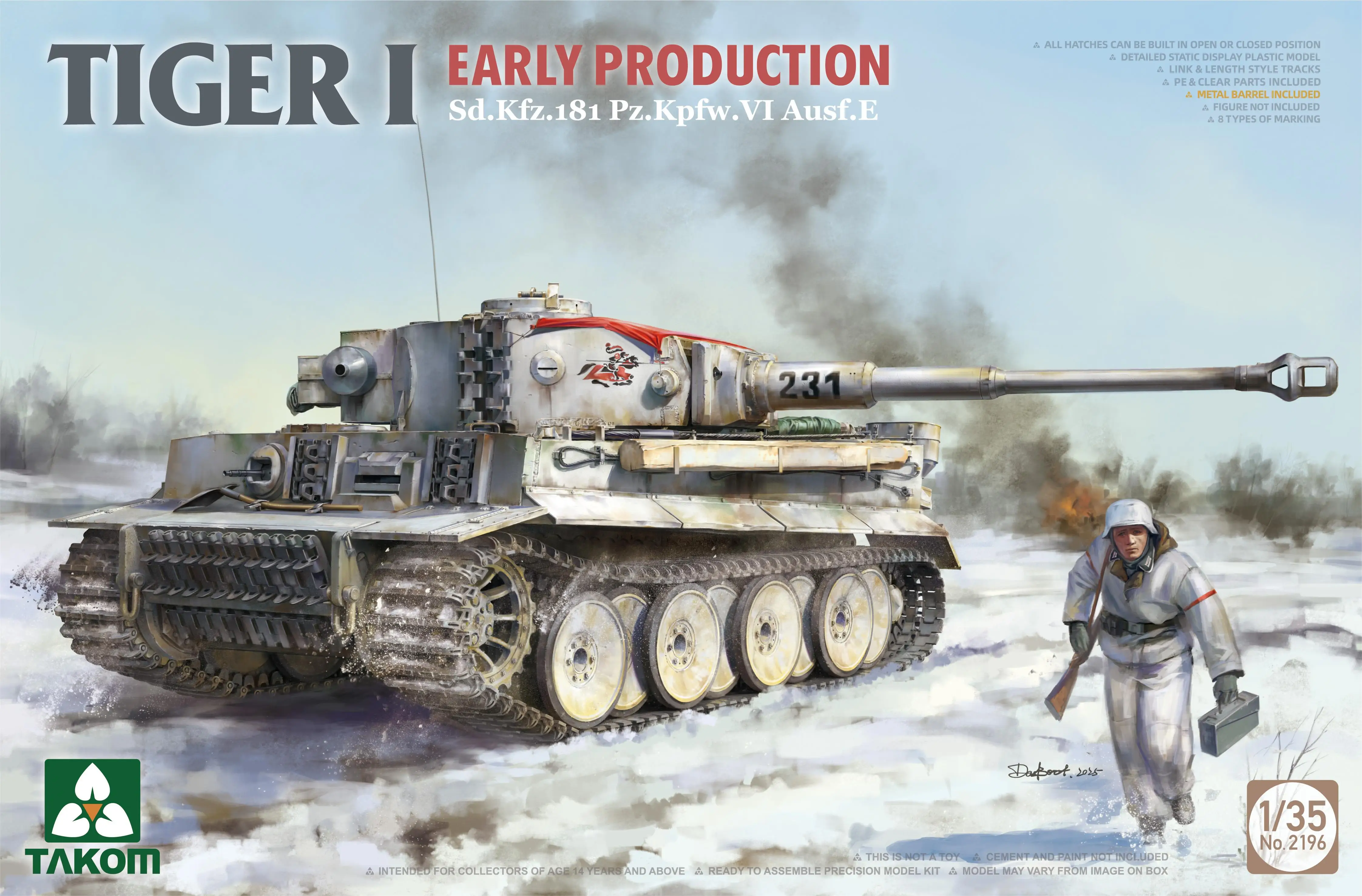 TAKOM 2196 Масштаб 1/35, комплект модели раннего производства Sd.Kfz.181 Pz.Kpfw.VI Ausf.E Tiger I
