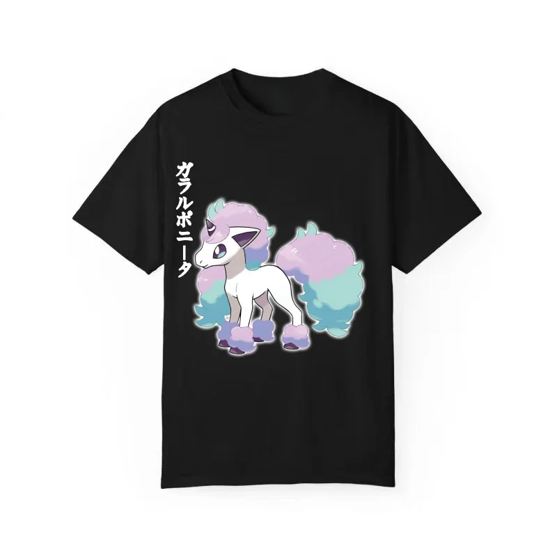 ガラーポニータポケモンtシャツ、ユニセックス、メンズトップス、原宿y2kスタイル、2026年夏の新作ストリートウェア。