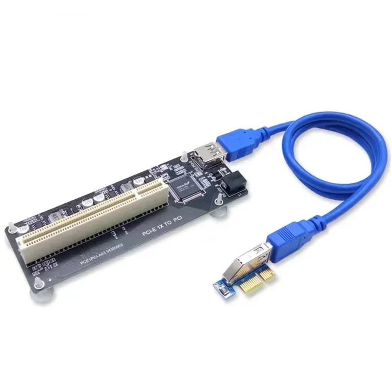 

PCIE PCI-E PCI Express X1 to PCI Riser Card Bus Card High Efficiency Adapter Converter USB 3.0 Cable for Desktop PC ASM1083 Chip