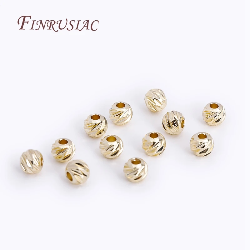 5 Sizes Round Spacer Beads 18K Gold Plated Brass Metal Beads Cut Pattern Separators Beads For DIY Handmade Jewelry Accessories