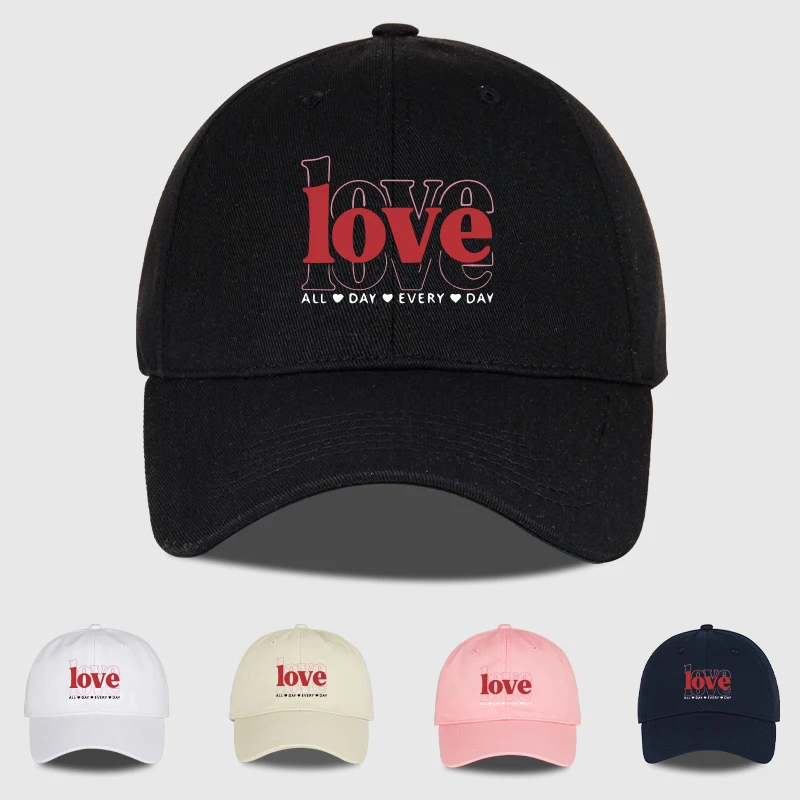 

Бейсболка с сердечным принтом «LOVE» Мягкая, удобная, легкая, дышащая, регулируемая, милая, романтическая, простая, модная Unis