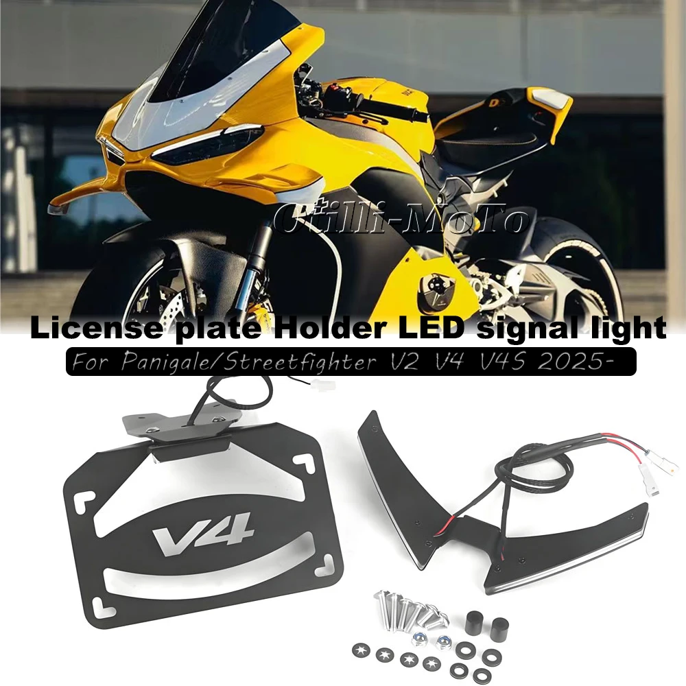 

Motorcycle License Plate Holder Turn Signal Light Integrated Rear Tail Tidy For DUCATI Panigale/Streetfighter V4/S V2 2025