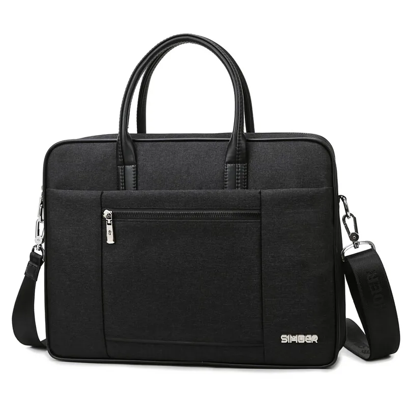 

Black Business Casual Zippered Laptop Messenger Bag Crossbody Briefcase with Document Organizer for Meetings SIMOER 1716