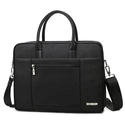 Black Business Casual Zippered Laptop Messenger Bag Crossbody Briefcase with Document Organizer for Meetings SIMOER 1716