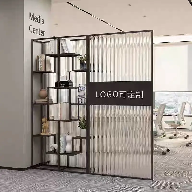 Company entrance Changhong glass partition frame office entrance front screen shelf logo image wall decoration