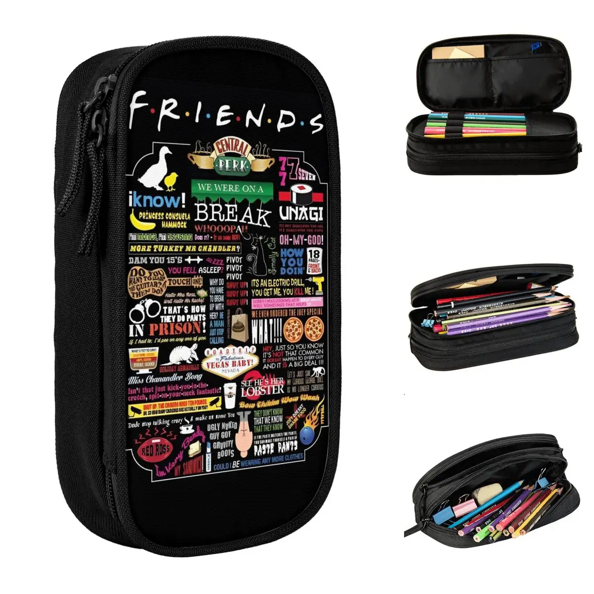 

Friends TV Show Pencil Cases Pencilcases Pen Box for Student Big Capacity Pencil Bags School Supplies Zipper Stationery