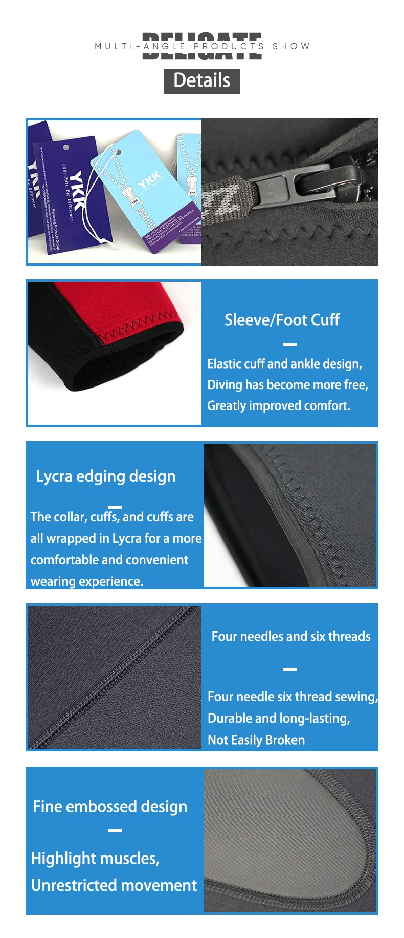 Shorty-Neoprenanzug für Männer und Frauen, 3 mm/1,5 mm, Neoprenanzug zum Tauchen, Surfen, Schwimmen, Wassersport, Neopren, Speerfischen, einteilige Neoprenanzüge – Detail 10