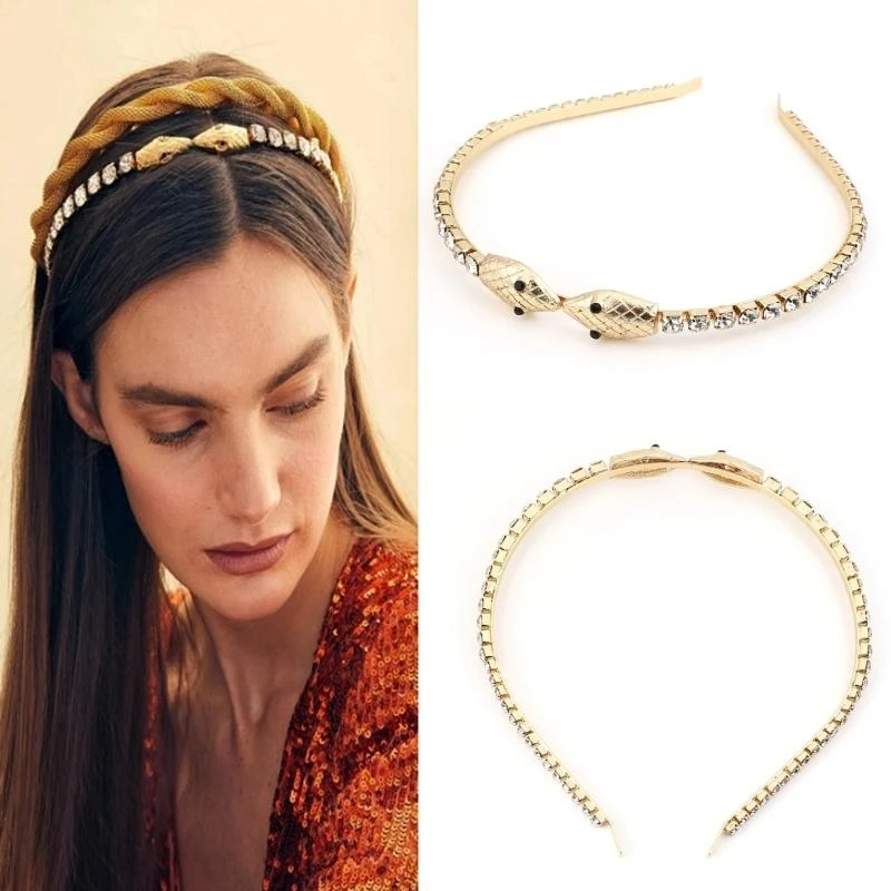 

R1WE Golden Medusa Cosplay Headdress Snake Headwear for Girls Sparkling Hair Hoop