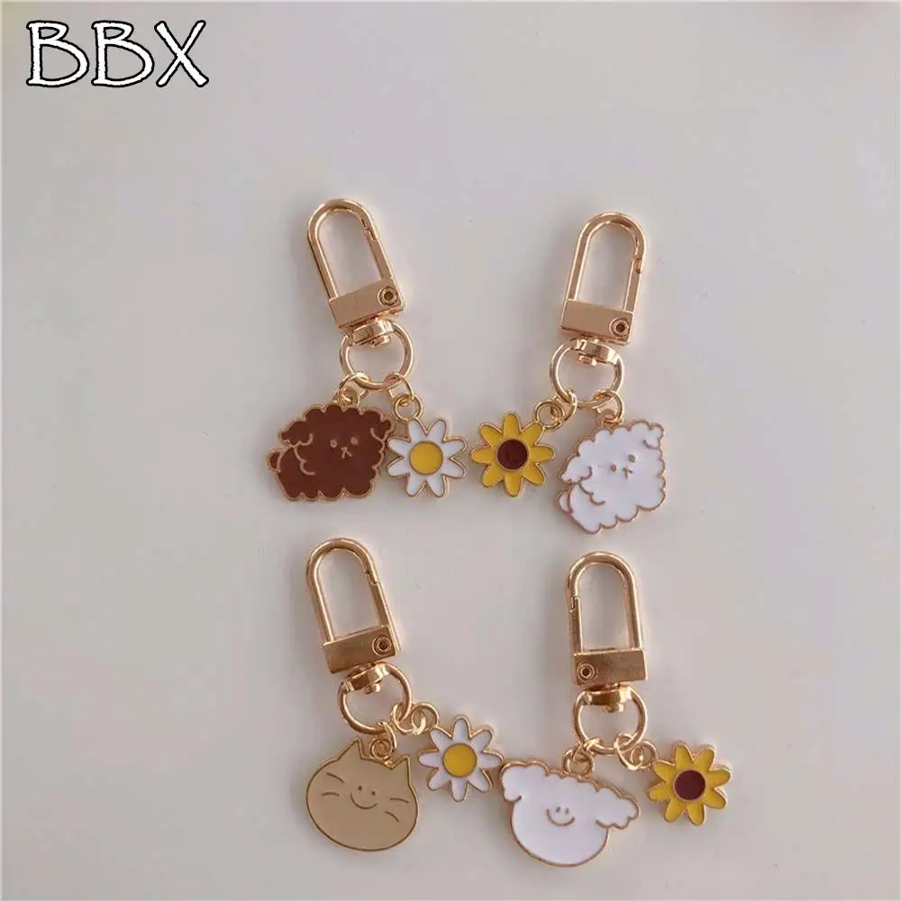 

Cartoon Cute Small Dog Keychain Sunflower Keyring Chain Cute Charm Keychain Car Keychain Kids Gift