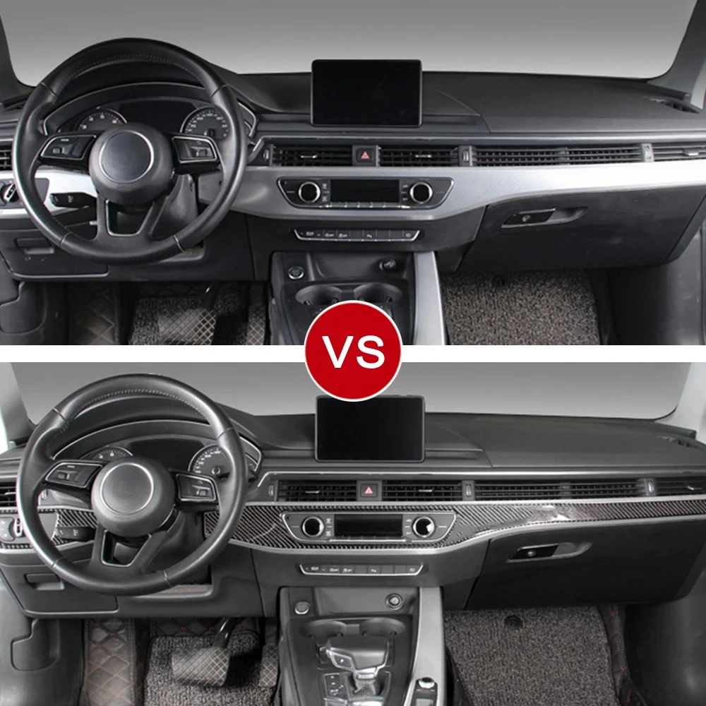 For Audi A4 B9 2017-2022 Car Central Control Headlight Panel Sticker Dashboard Switch Carbon Fiber Trim Decoration Accessories