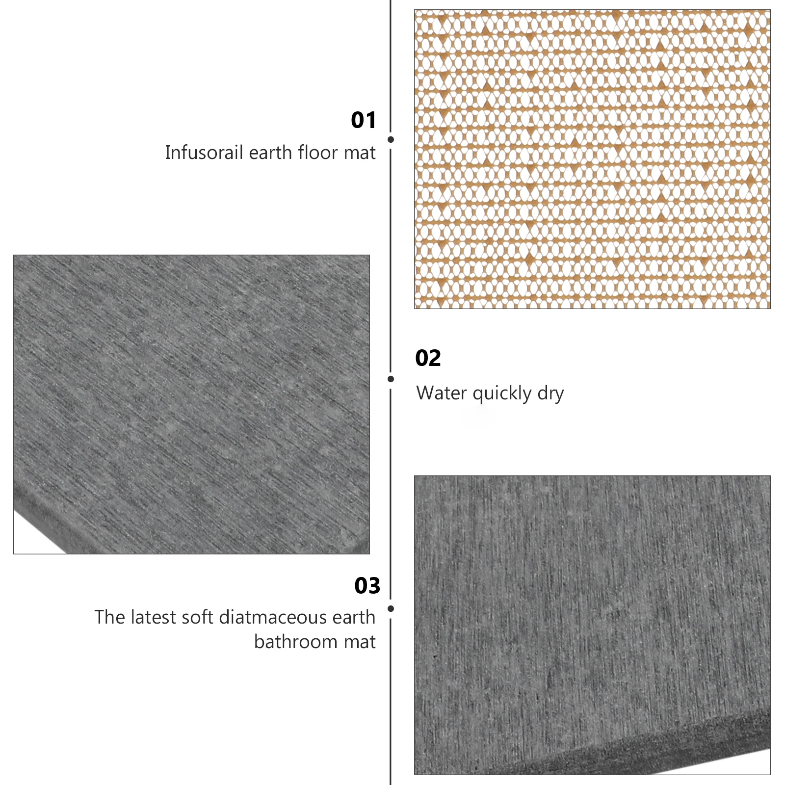 

1pc Diatmaceous Earth Bath Mat Soft Absorbent Non-Slip Floor Pad For Bathroom Shower Kitchen Home Use Anti-Skid Ground Mat