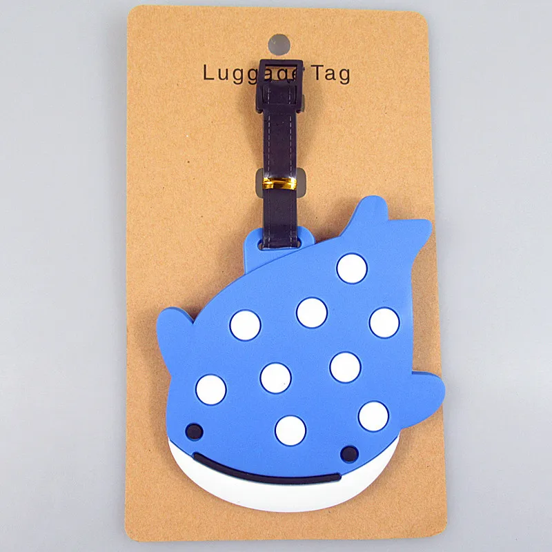 Cartoon Whale Design Luggage Tag Cute Animal Travel Accessories PVC Baggage Label Portable Anti-loss Name Tag