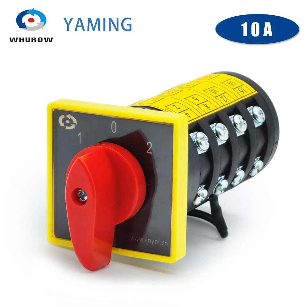 Universal Changeover Switch 3 Position 380V 10A 4 Poles Rotary Cam Switches Manual Selector HZ5B-10/4 M08