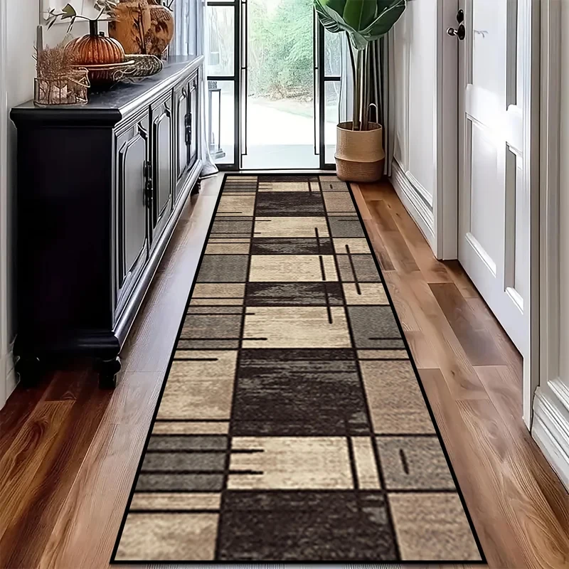 VIKAMA Color Vintage Wood Grain Strip Kitchen Carpet Non Slip Machine Washable Corridor Floor Mat Laundry Bedroom Home Decor