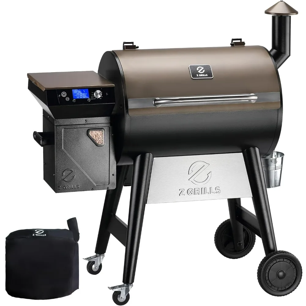 

Wood Pellet Grill Smoker with PID 2.0 Controller, 700 Cooking Area, Meat Probes, Rain Cover for Outdoor BBQ, 7002C