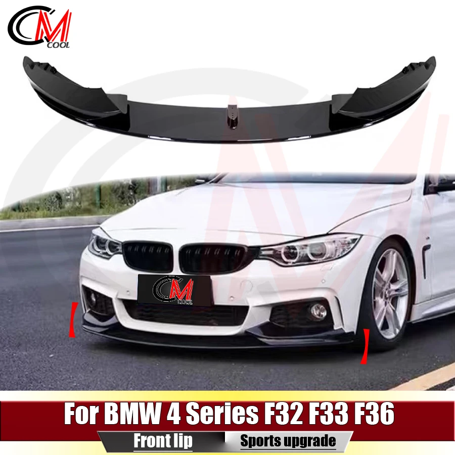 For BMW 4 Series F32 F33 F36  Glossy Black Front Lip Car Front Bumper Integrated Front Split Front Corner Modification Kit